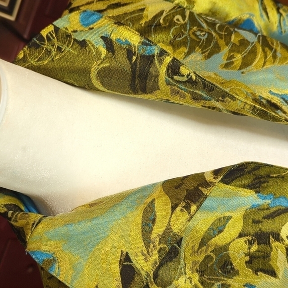 3 Sisters Jacket green Peacock print Women's Open cropped blazer Reg $289 sz xs - Picture 3 of 11